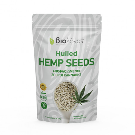 Organic Hulled Hemp Seeds 180g Pack Front