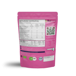 MyGreekFarm Organic Whey Protein Berry 78 percent 500g pack back view with nutritional information